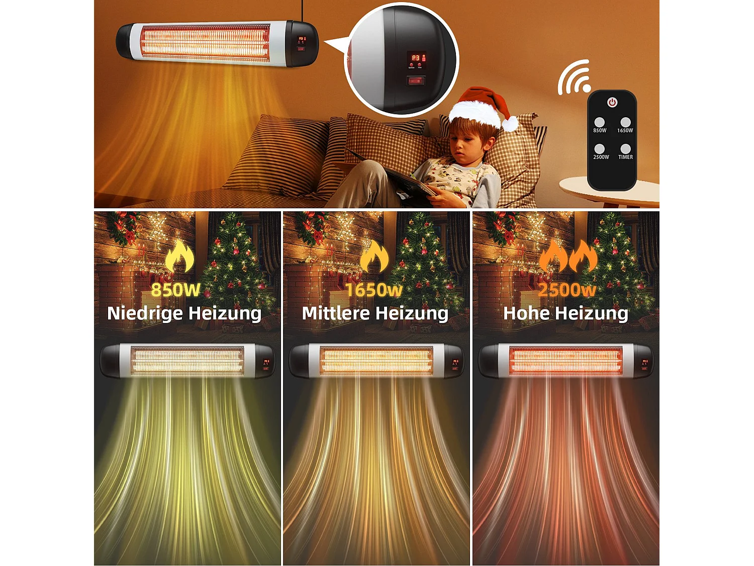 NETTLIFE Ogrzewanie promiennikowe Taras Ogrzewanie na podczerwień - 2500W Zewnętrzne ogrzewanie promiennikowe na podczerwień