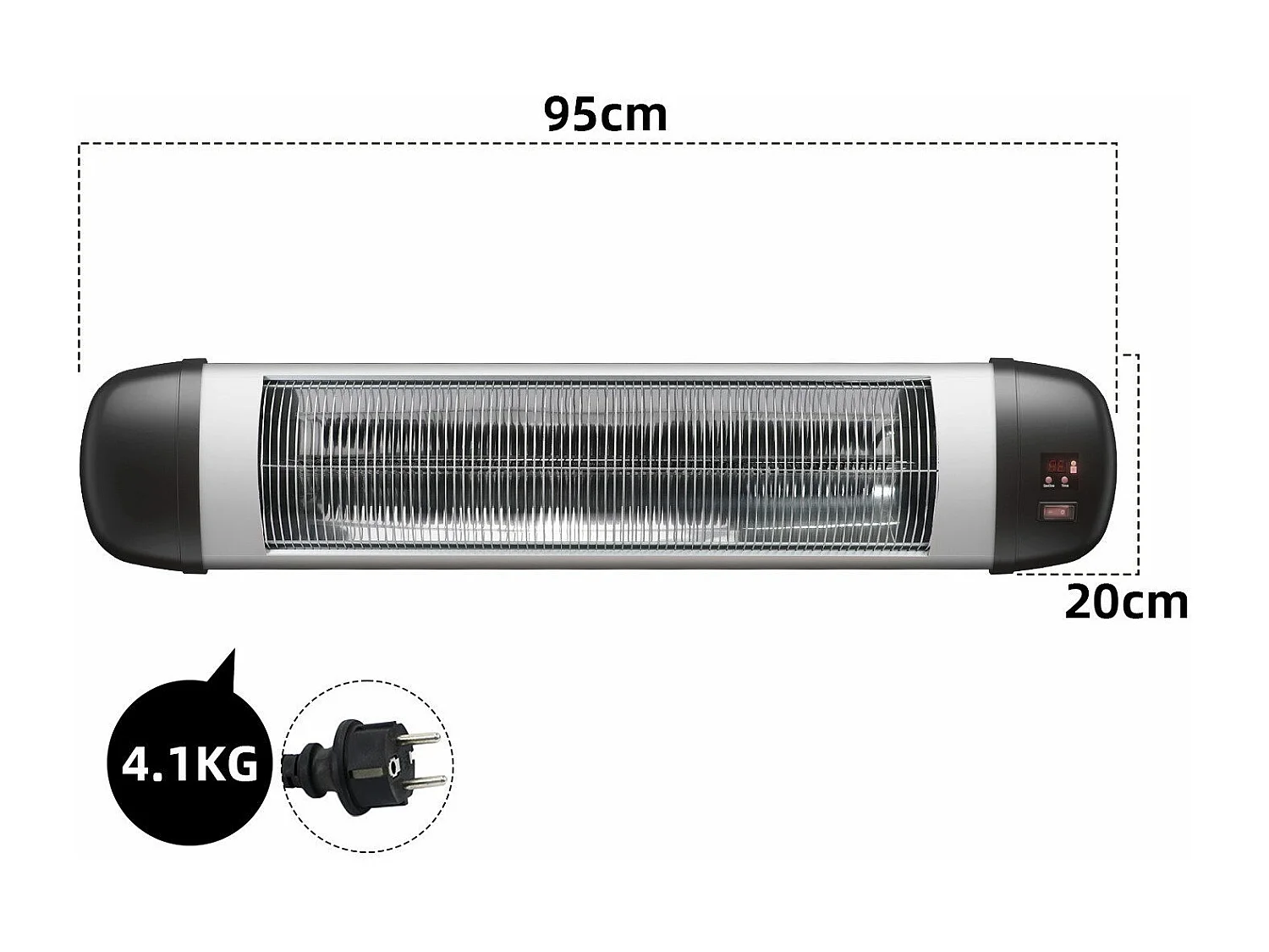NETTLIFE Chauffage radiant Terrasse Chauffage infrarouge - 2500W Chauffage radiant infrarouge Outdoor