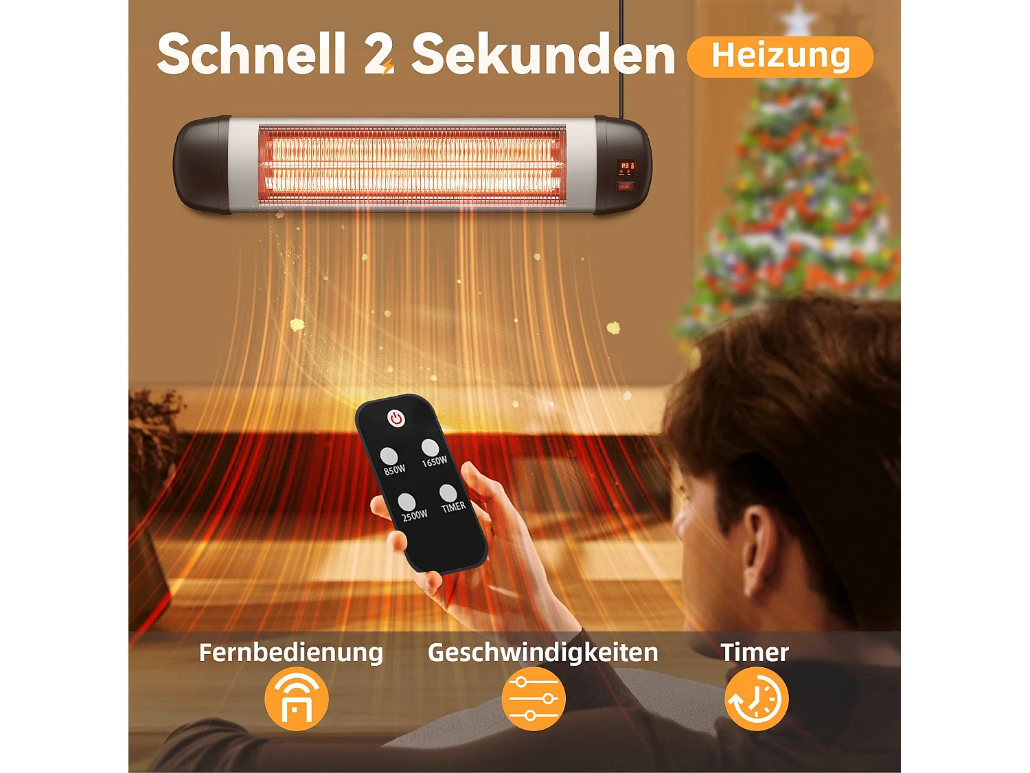 NETTLIFE Chauffage radiant Terrasse Chauffage infrarouge - 2500W Chauffage radiant infrarouge Outdoor