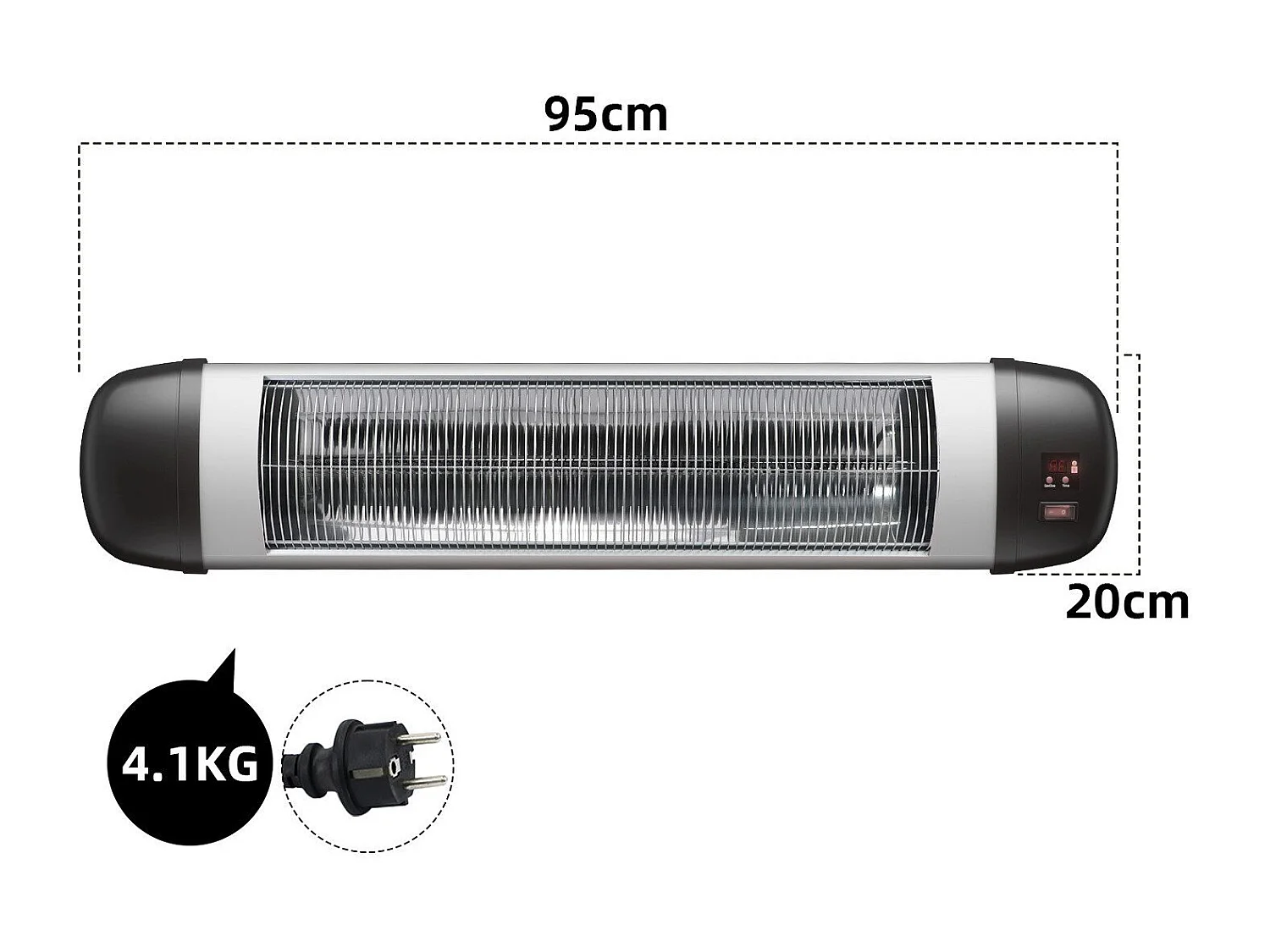 NETTLIFE Chauffage radiant Terrasse Chauffage infrarouge - 2500W Chauffage radiant infrarouge Outdoor
