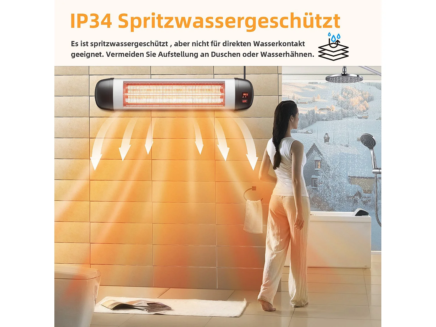 NETTLIFE Chauffage radiant Terrasse Chauffage infrarouge - 2500W Chauffage radiant infrarouge Outdoor