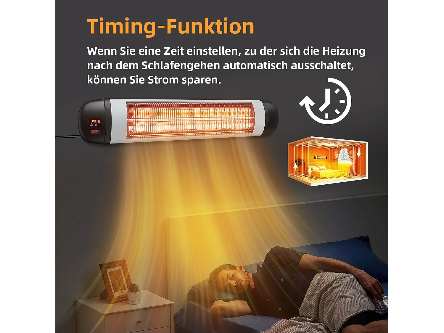 NETTLIFE Chauffage radiant Terrasse Chauffage infrarouge - 2500W Chauffage radiant infrarouge Outdoor