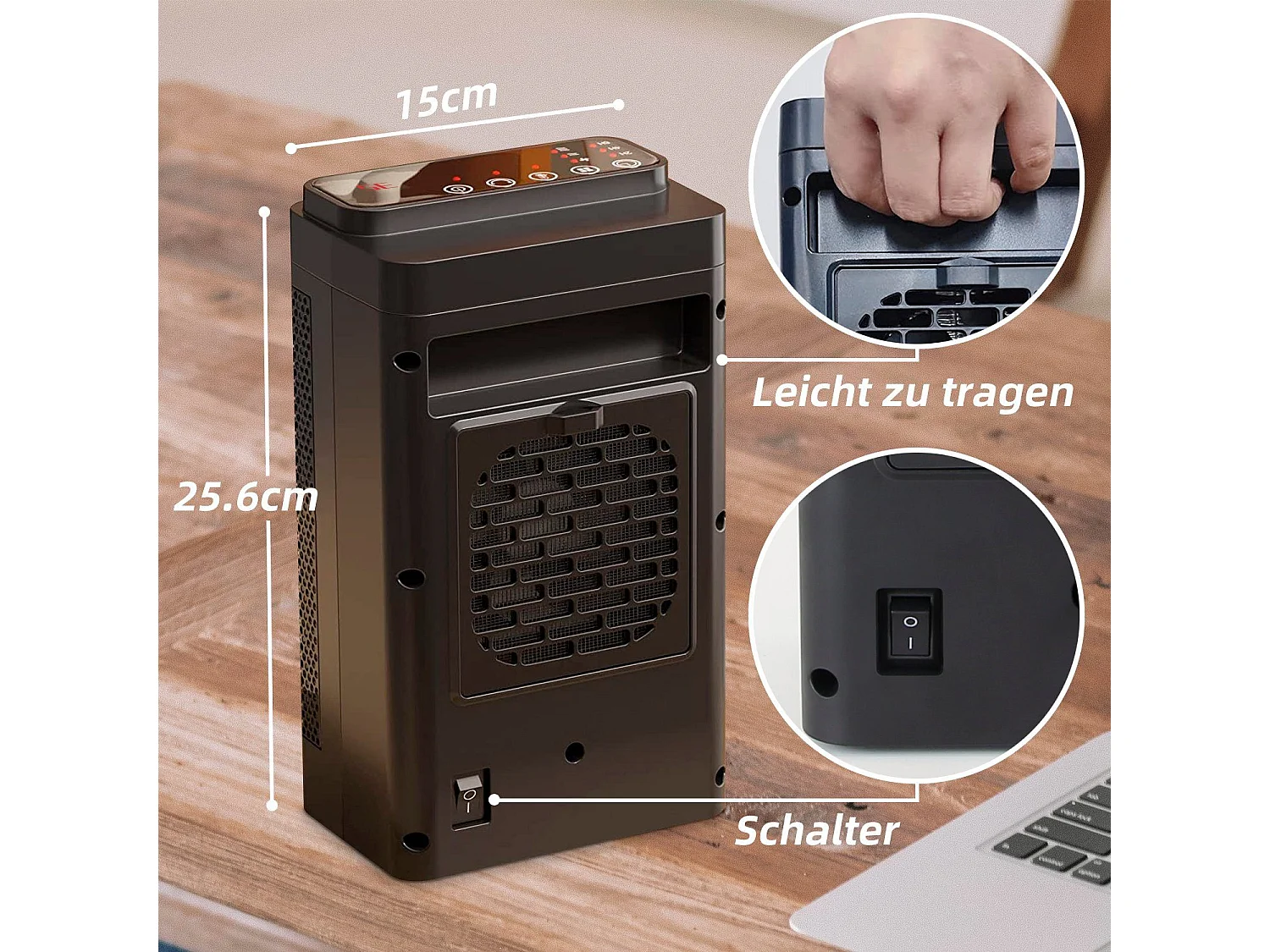 NETTLIFE Chauffage soufflant silencieux avec thermostat chauffage en céramique 1500 W PTC avec télécommande
