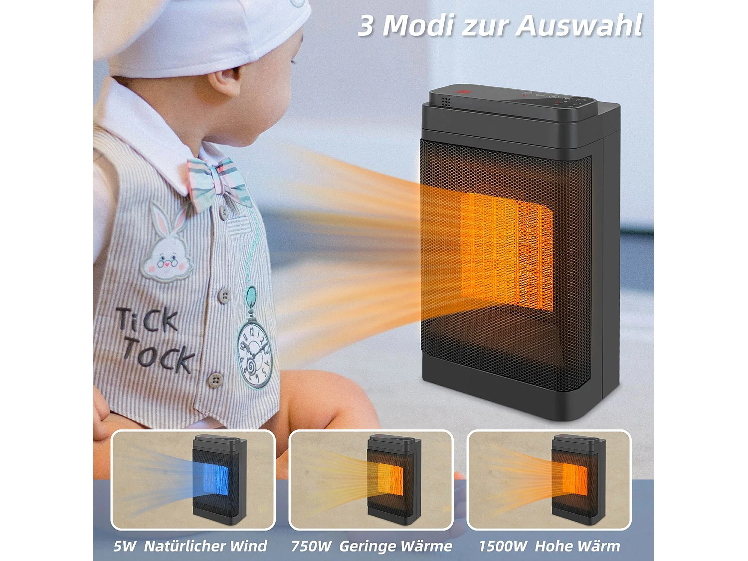 NETTLIFE Chauffage soufflant silencieux avec thermostat chauffage en céramique 1500 W PTC avec télécommande