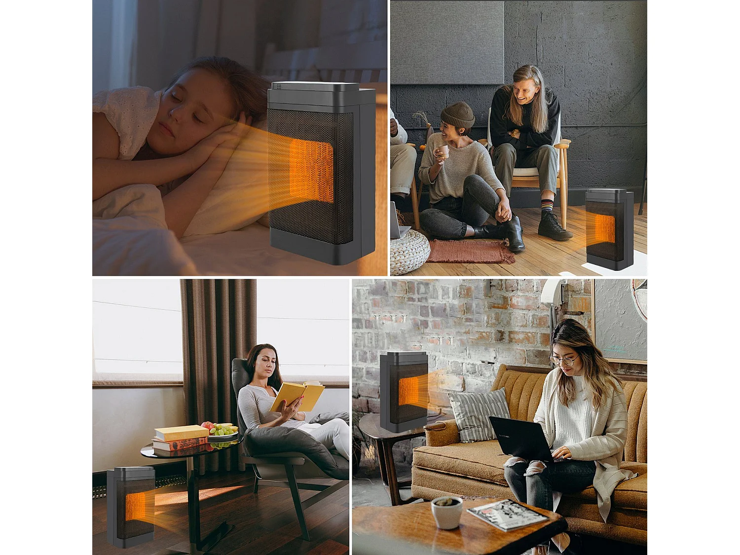 NETTLIFE Chauffage soufflant silencieux avec thermostat chauffage en céramique 1500 W PTC avec télécommande