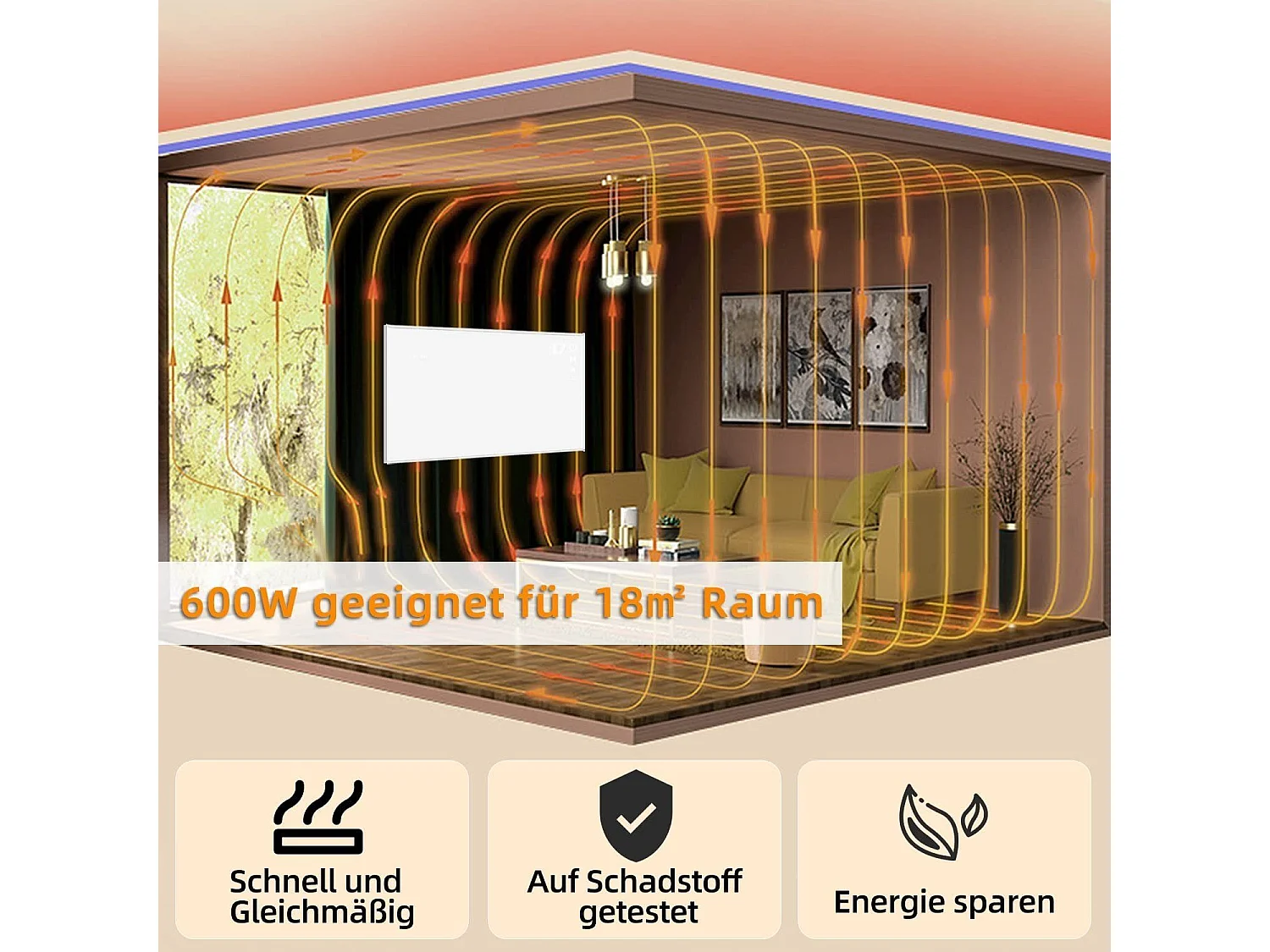 NETTLIFE Infrarotheizung mit Thermostat Infrarot Wandheizung -Infrarotheizung Standgerät mit Fernbedienung Elektroheizung Energiesparend mit APP WiFi