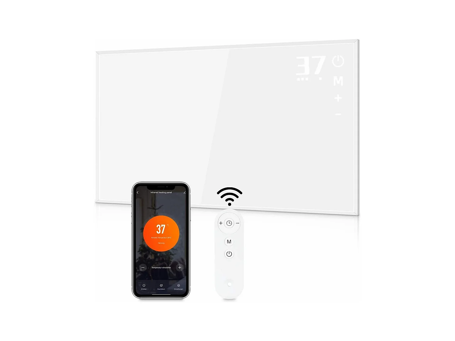 NETTLIFE Chauffage infrarouge radiateur mural infrarouge 600W avec télécommande WIFI