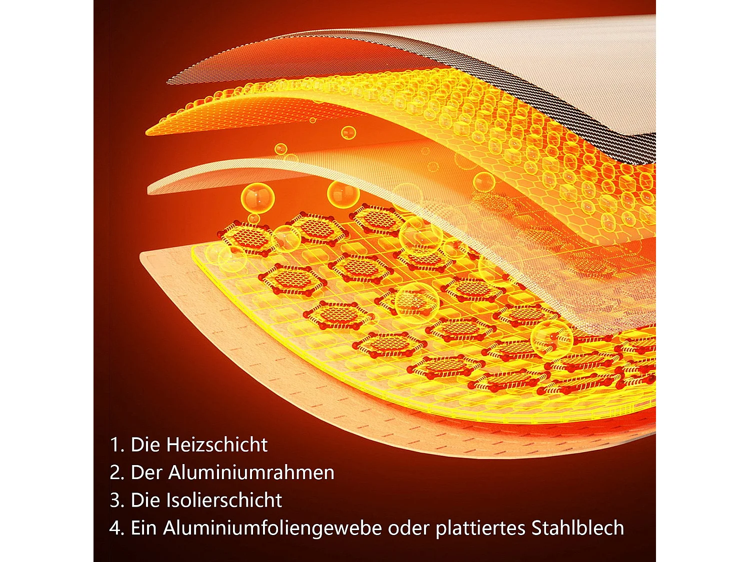 NETTLIFE Ścienny promiennik podczerwieni, Oszczędzanie ścian na podczerwień - Elektryczny grzejnik ścienny 350 W z zabezpieczeniem przed przegrzaniem, 62x62x1,5 cm