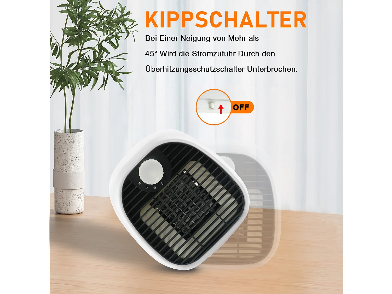 NETTLIFE Nagrzewnica 3 tryby PTC wnętrze 1000W