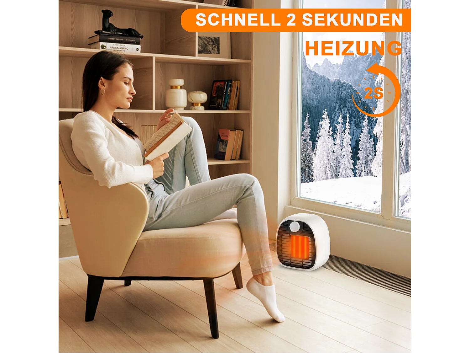 NETTLIFE Chauffage soufflant  3 modes PTC intérieur 1000W