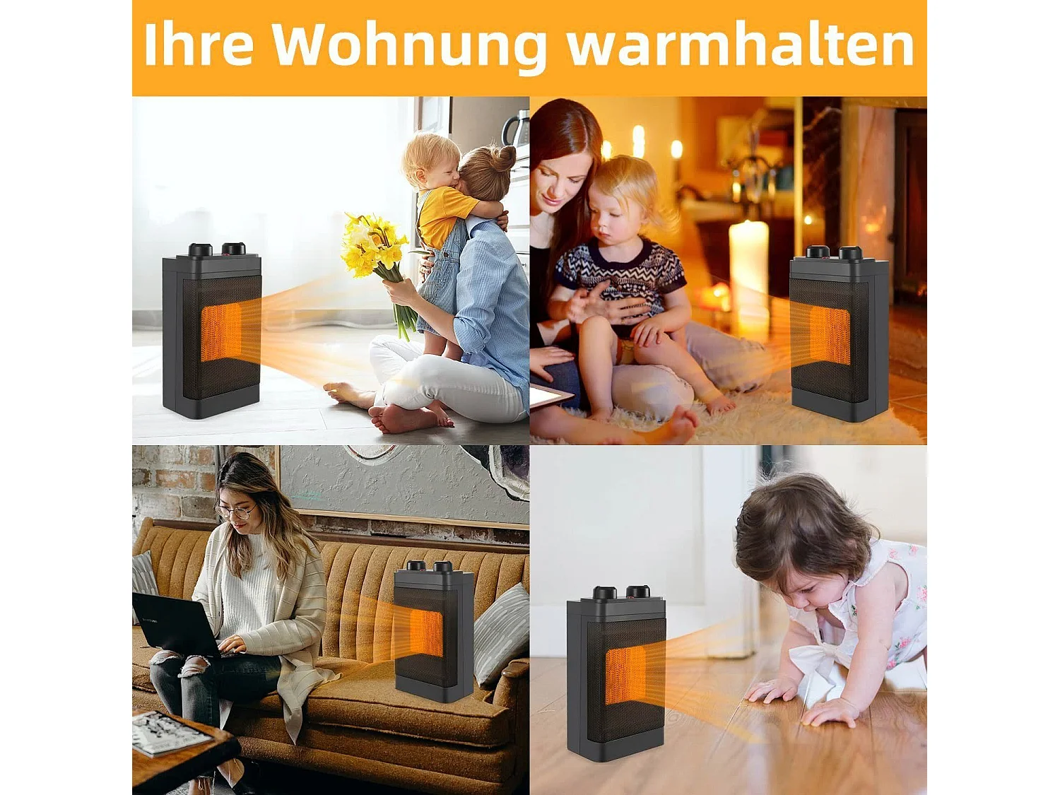 Grzejnik wentylatorowy Nettlife 1500 W, grzejnik ceramiczny, 3 tryby, cichy elektryczny PTC, termostat 70°, oscylacja, zabezpieczenie przed przegrzaniem