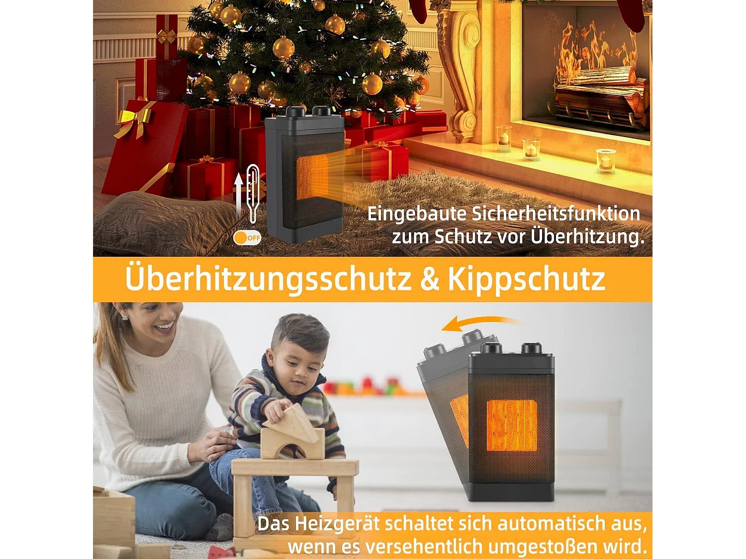 Nettlife 1500W Ventilatorkachel, Keramische Kachel, 3 Standen PTC Stille Elektrisch, 70° Thermostaat, Oscillatie, Oververhittingsbeveiliging