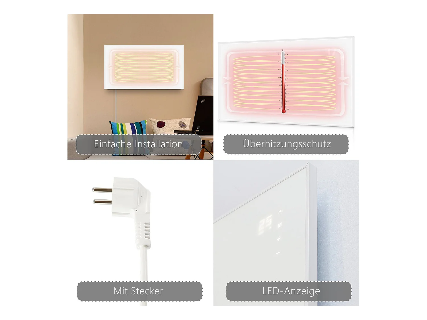 NETTLIFE Chauffage infrarouge radiateur  450W avec télécommande