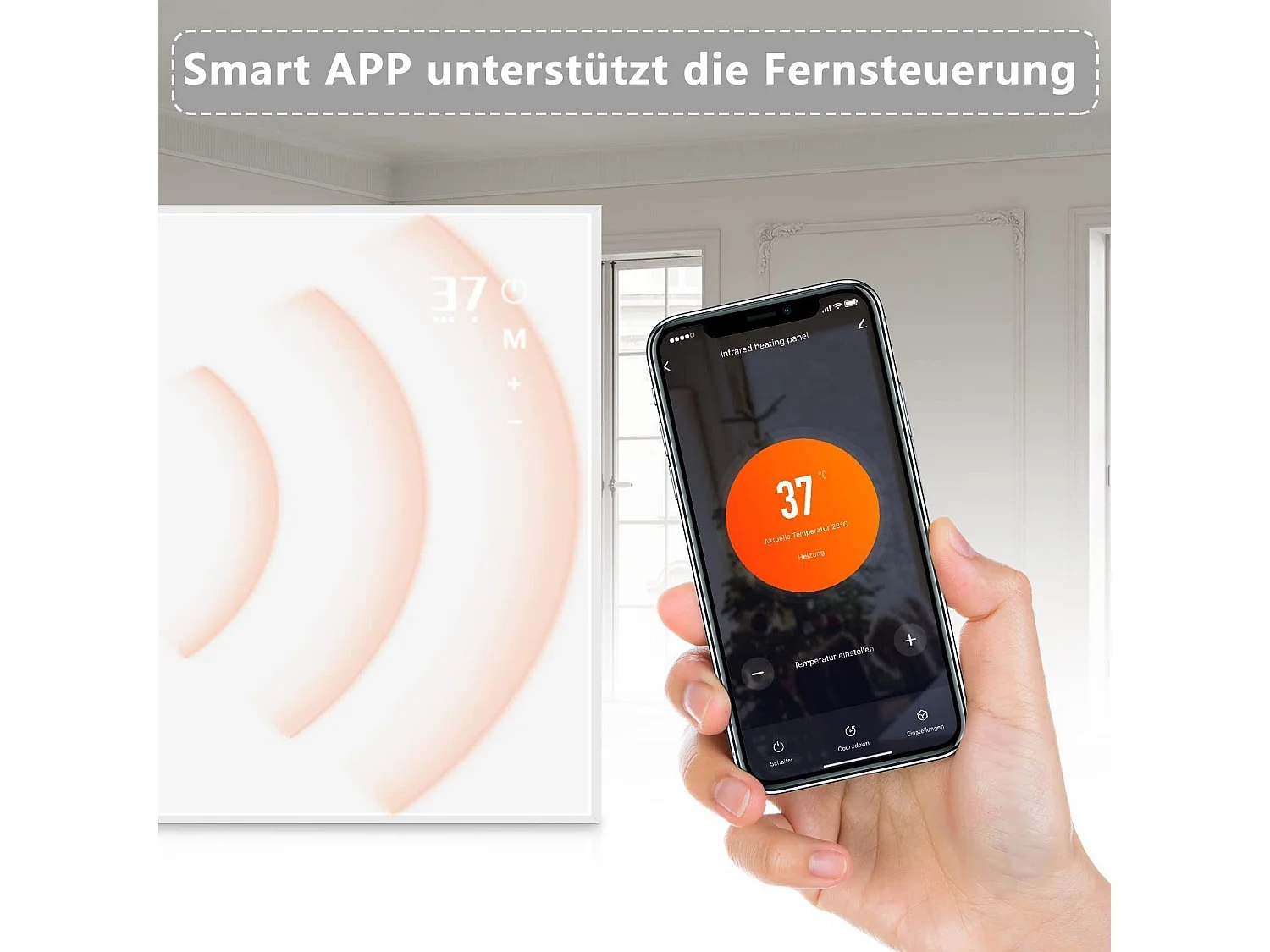 NETTLIFE Chauffage infrarouge radiateur  450W chauffage avec télécommande WIFI