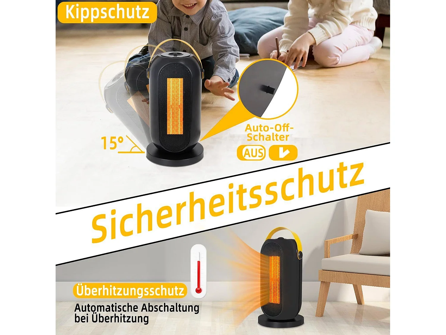 NETTLIFE Termowentylator z zabezpieczeniem przed przegrzaniem 1200 W, przenośny