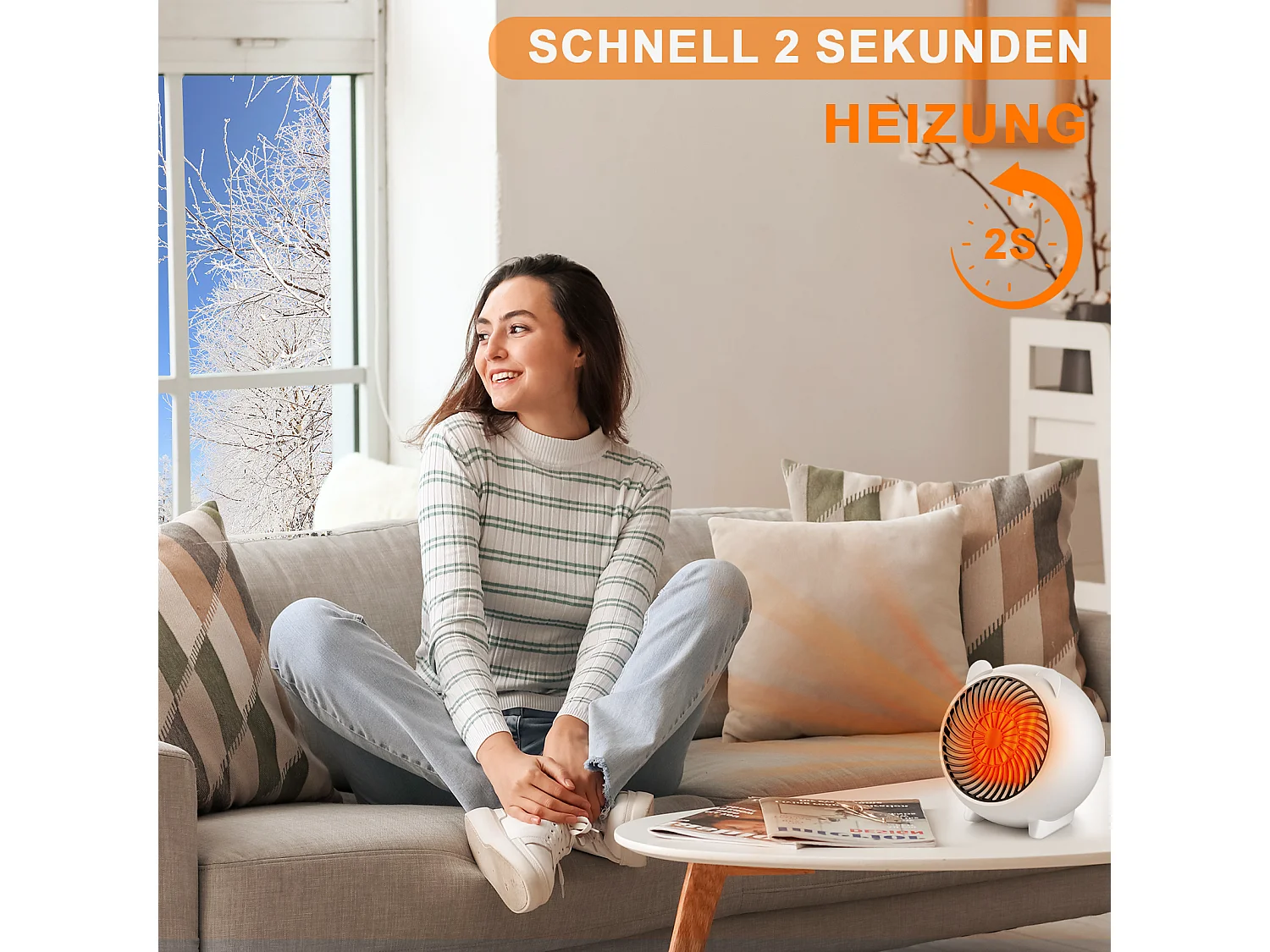 NETTLIFE Heizlüfter energiesparend heizgeräte elektrisch - Heizung leise PTC Keramik heizstrahler innenraum 500W Oszillation Räume