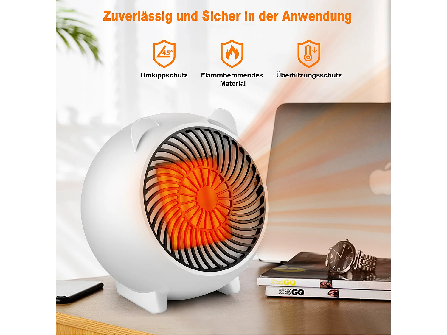 NETTLIFE Heizlüfter energiesparend heizgeräte elektrisch - Heizung leise PTC Keramik heizstrahler innenraum 500W Oszillation Räume