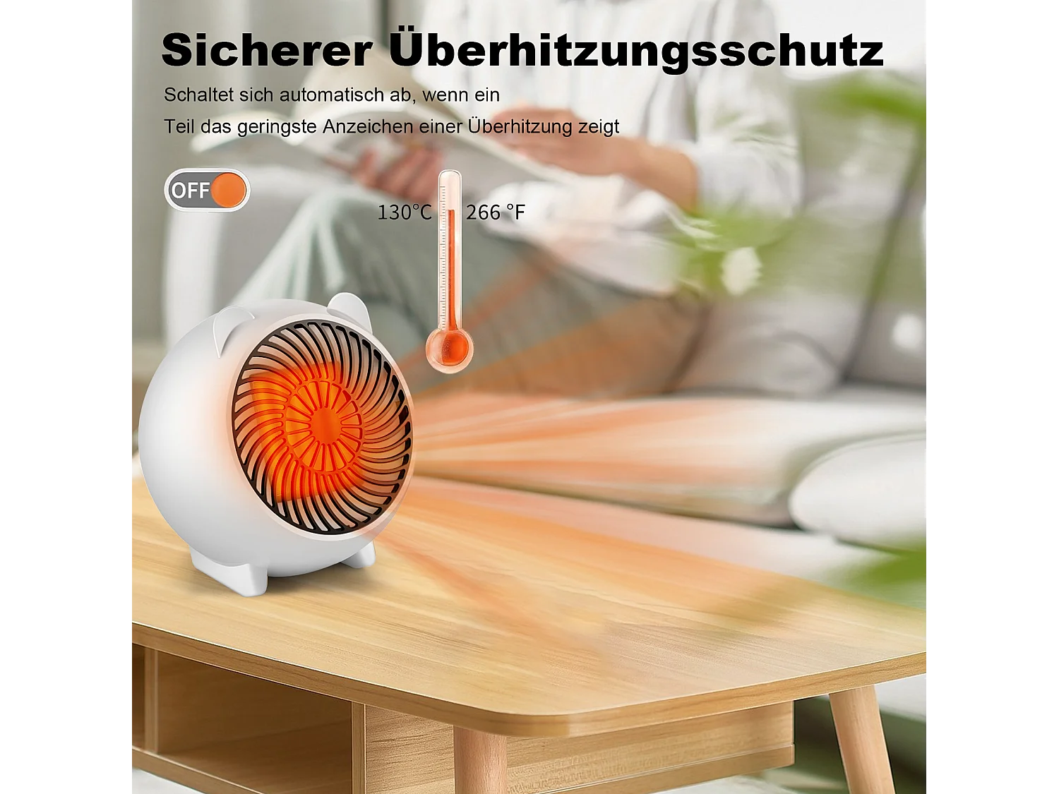 NETTLIFE Heizlüfter energiesparend heizgeräte elektrisch - Heizung leise PTC Keramik heizstrahler innenraum 500W Oszillation Räume