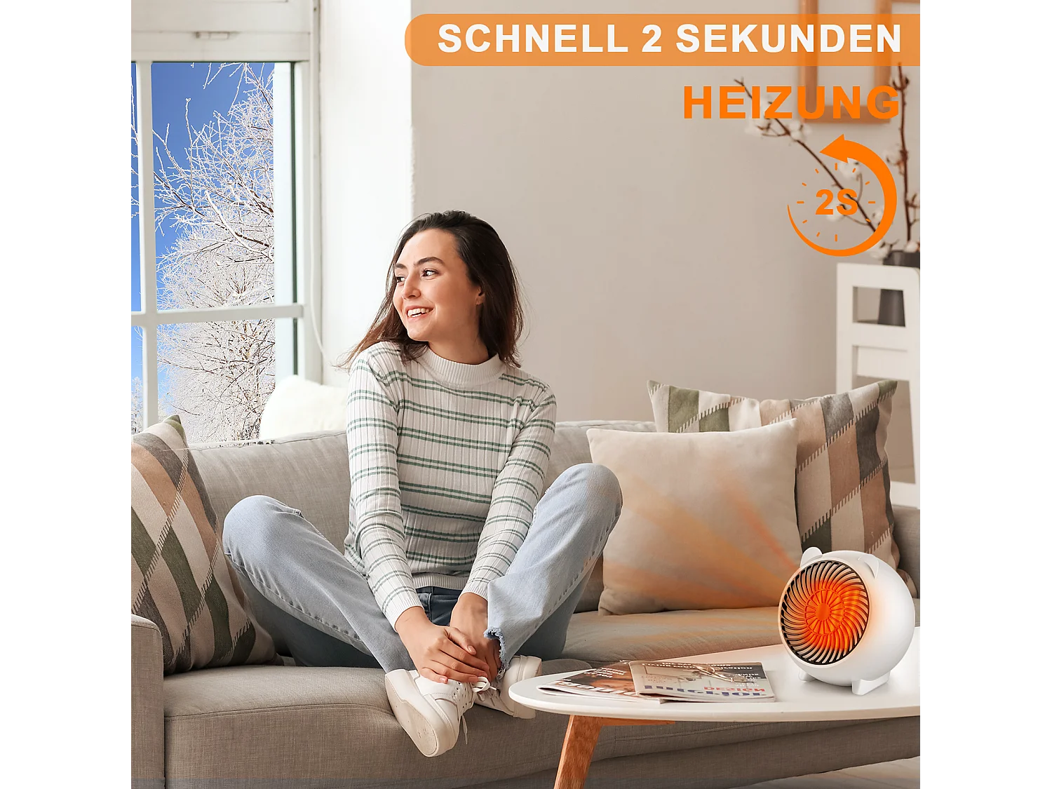 NETTLIFE Heizlüfter energiesparend heizgeräte elektrisch - Heizung leise PTC Keramik heizstrahler innenraum 500W Oszillation Räume