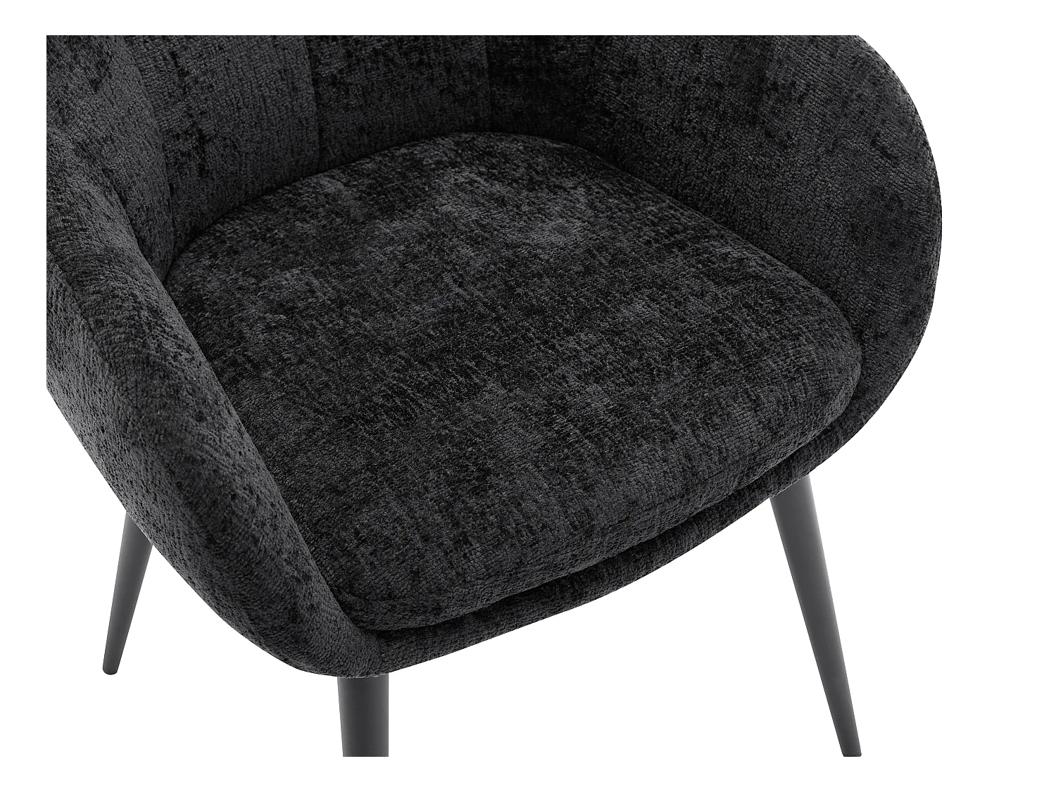 Conjunto de 6 sillas con reposabrazos de tela texturizada y metal - Negro - LASSANDRA de Pascal Morabito