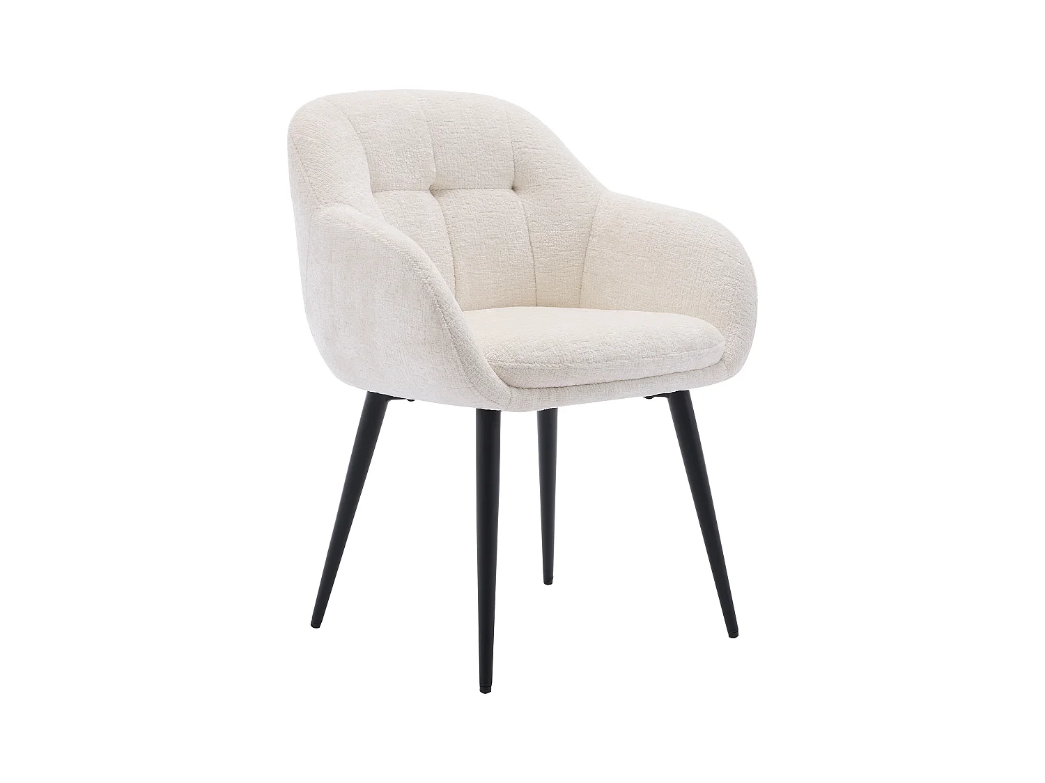 Lot de 6 chaises avec accoudoirs en tissu texturé et métal noir - Crème - LASSANDRA de Pascal Morabito