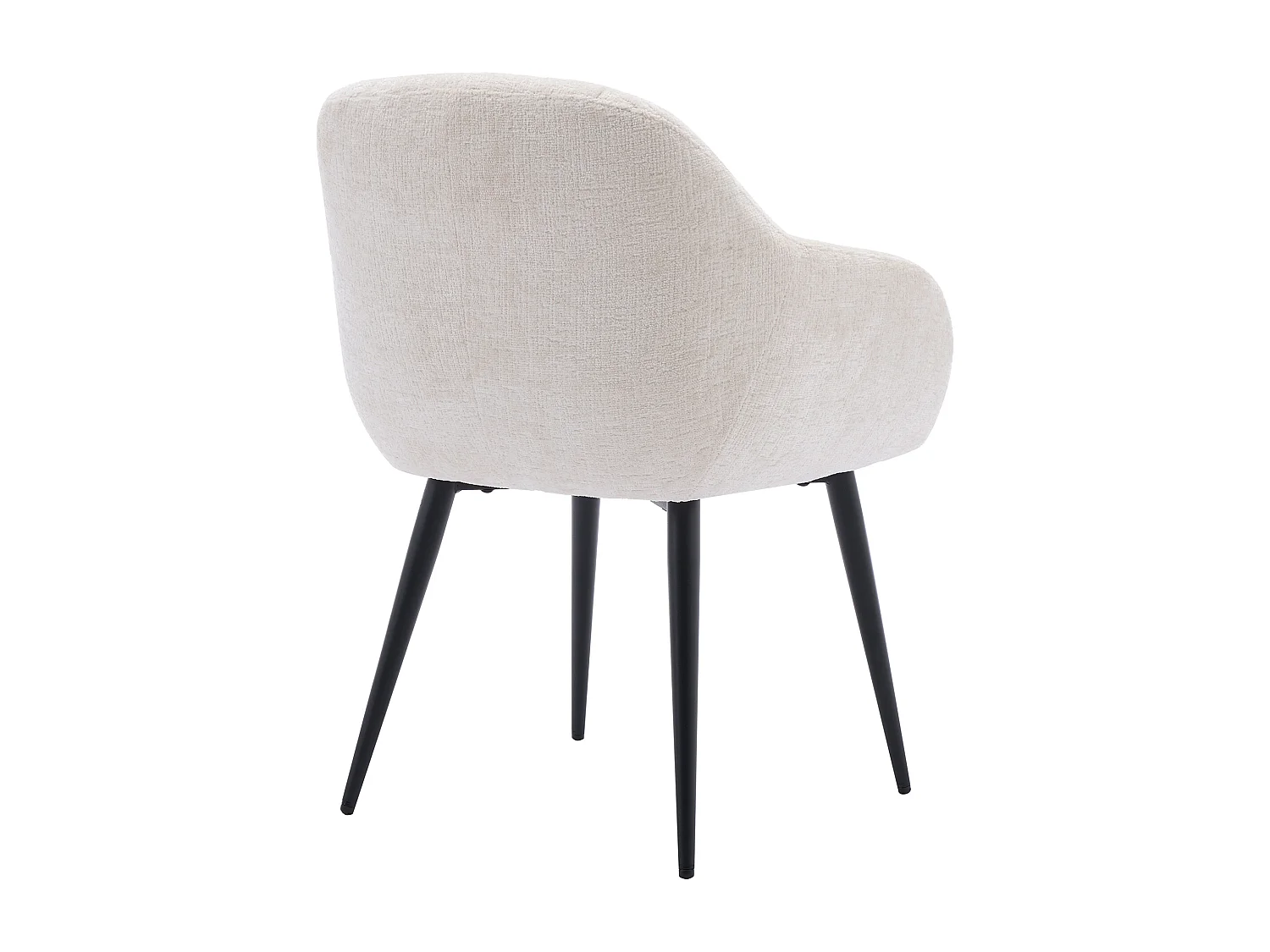 Lot de 6 chaises avec accoudoirs en tissu texturé et métal noir - Crème - LASSANDRA de Pascal Morabito