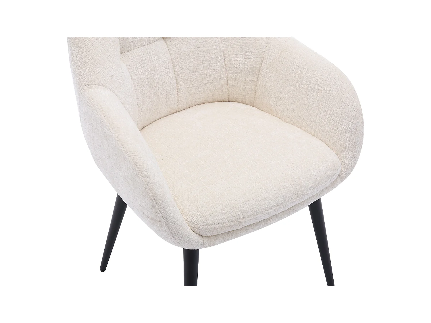 Lot de 6 chaises avec accoudoirs en tissu texturé et métal noir - Crème - LASSANDRA de Pascal Morabito