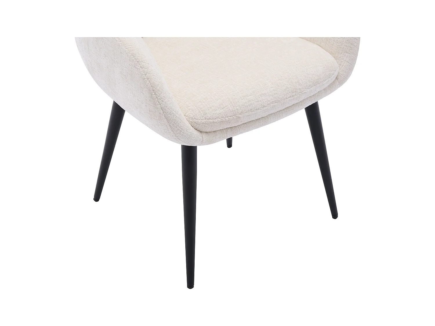 Lot de 6 chaises avec accoudoirs en tissu texturé et métal noir - Crème - LASSANDRA de Pascal Morabito