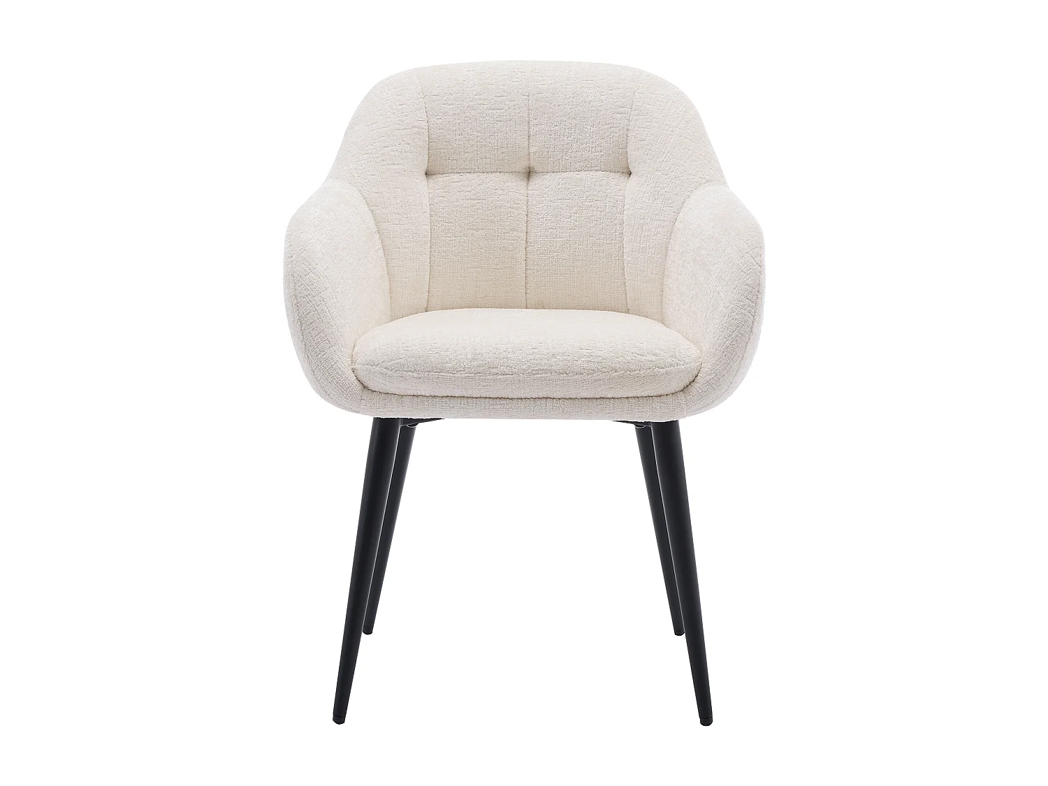 Lot de 6 chaises avec accoudoirs en tissu texturé et métal noir - Crème - LASSANDRA de Pascal Morabito