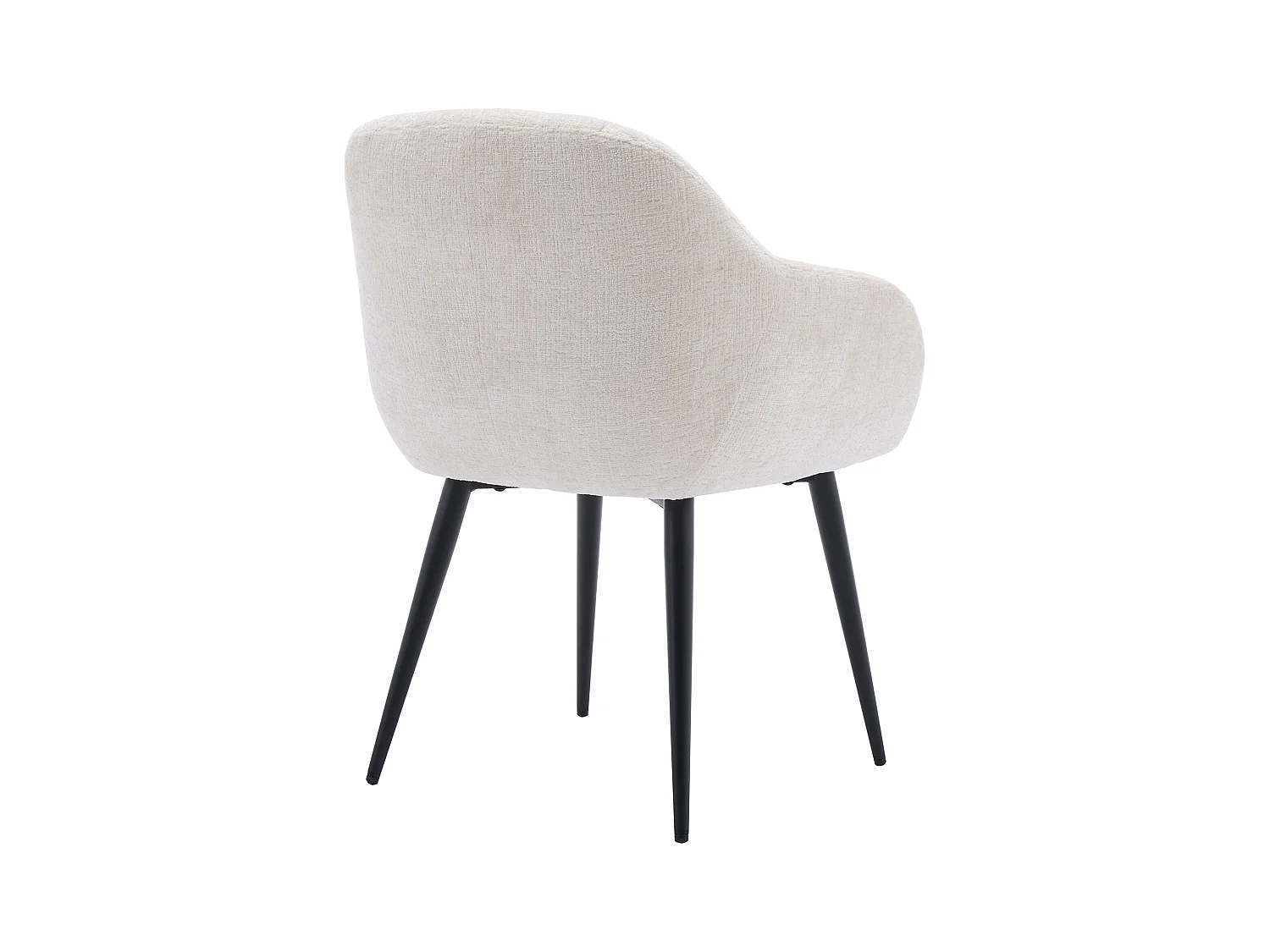 Sæt med 6 stole med armlæn i struktureret stof og sort metal - Cremefarvede - LASSANDRA fra Pascal Morabito