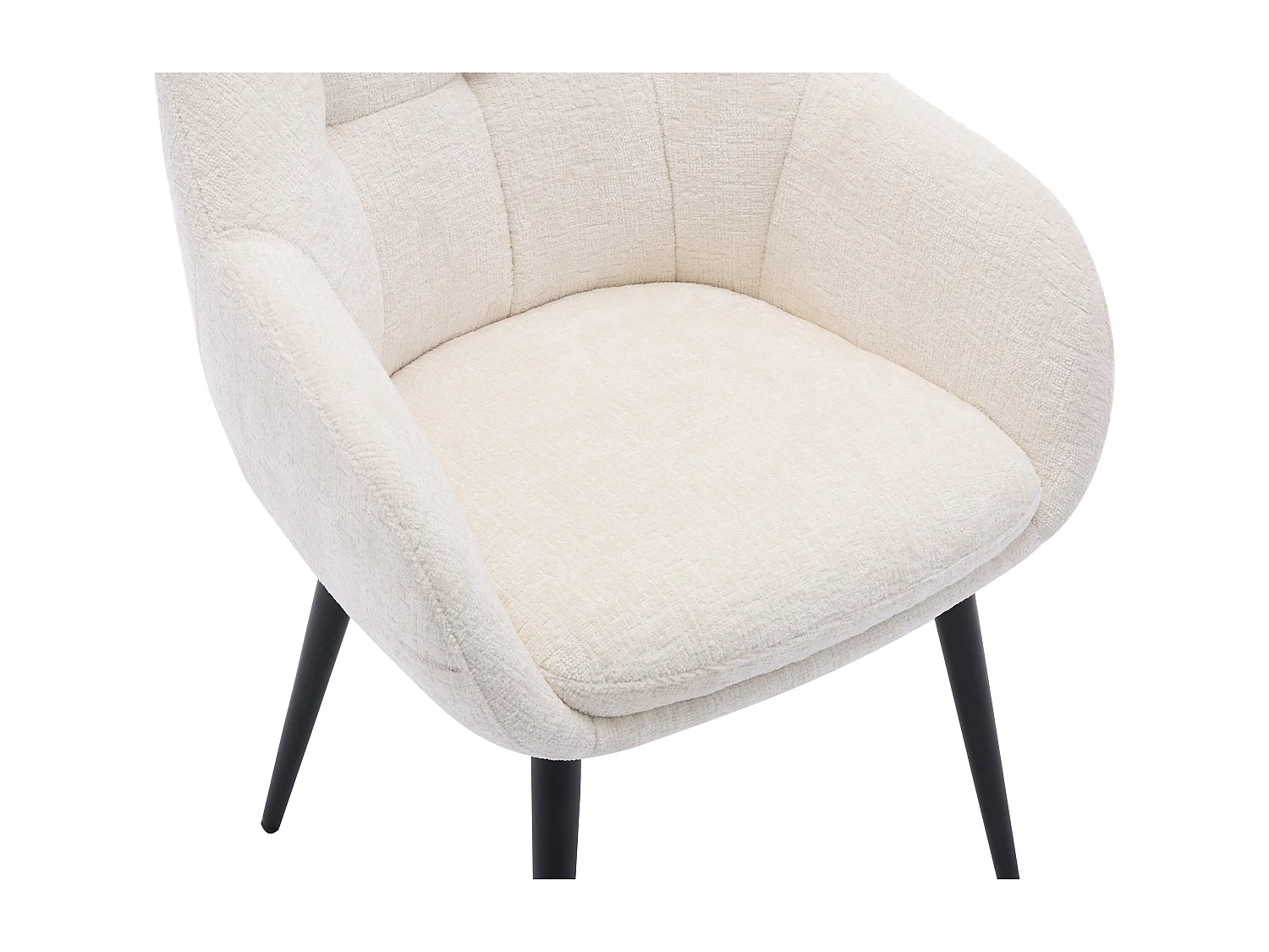 Lot de 6 chaises avec accoudoirs en tissu texturé et métal noir - Crème - LASSANDRA de Pascal Morabito