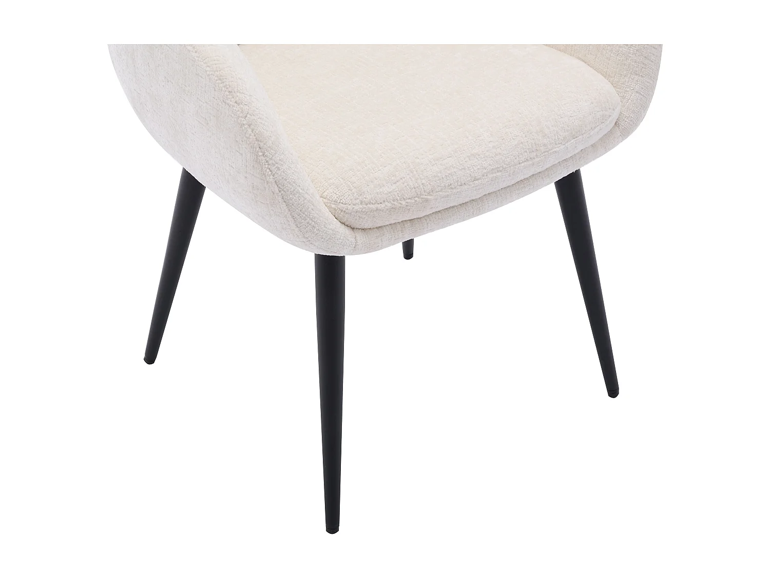 Lot de 6 chaises avec accoudoirs en tissu texturé et métal noir - Crème - LASSANDRA de Pascal Morabito