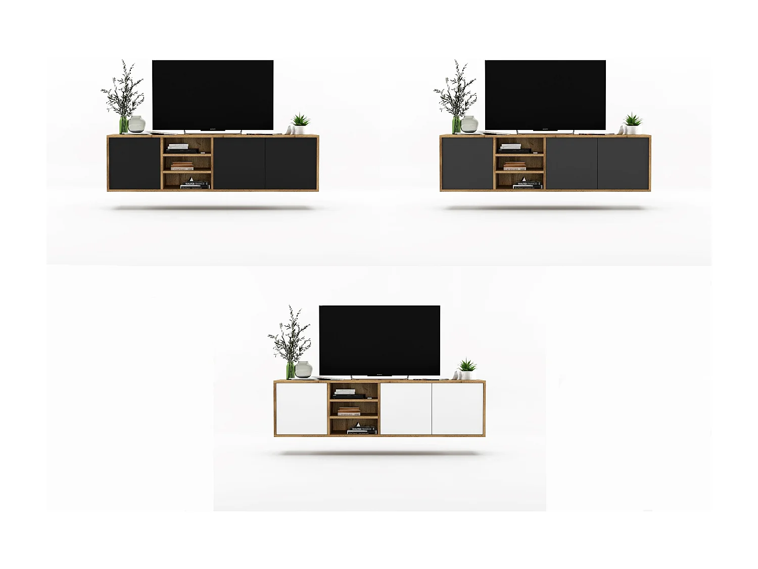 Szafka RTV NILA 2 150 dąb wotan/grafit mat