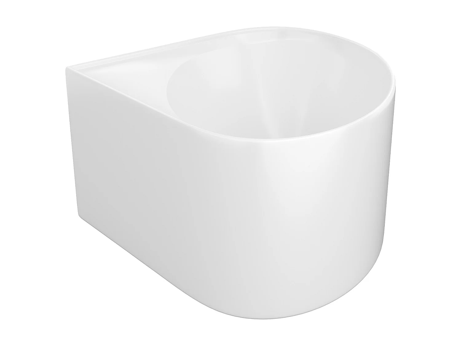 Baignoire d'angle ovale en acrylique - Blanc brillant - 176L - 100 x 100 x 58 cm - MARTA