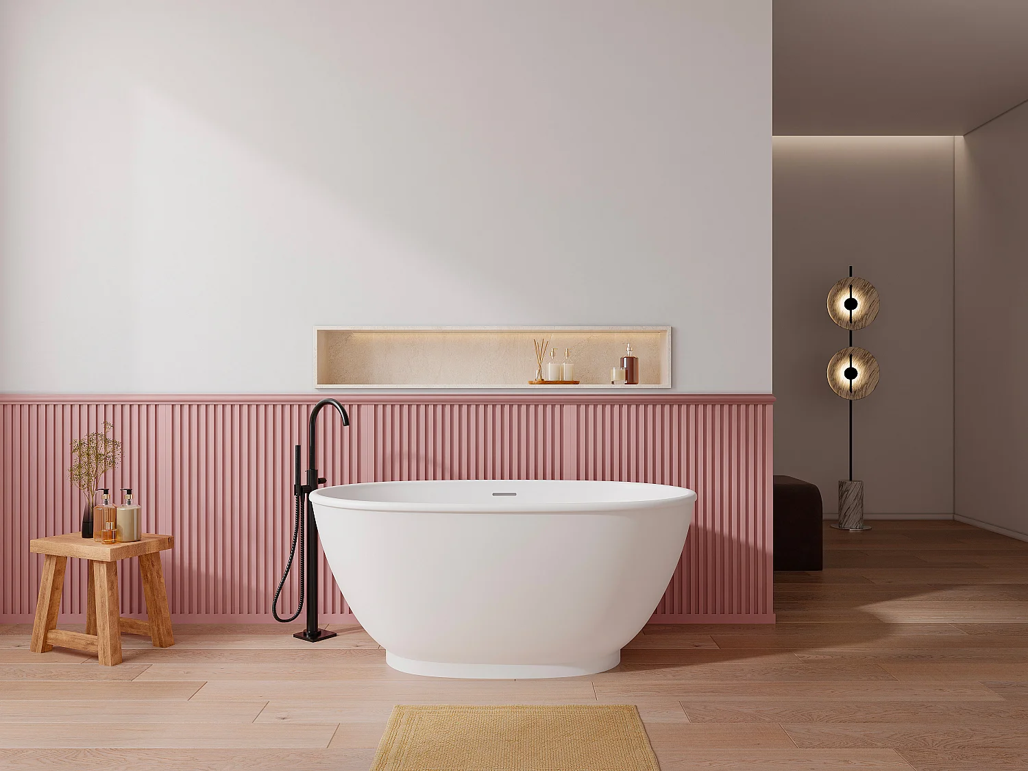 Baignoire îlot ovale - 186 L - 130 x 70 x 57 cm - Blanc brillant - Acrylique - MOBULA