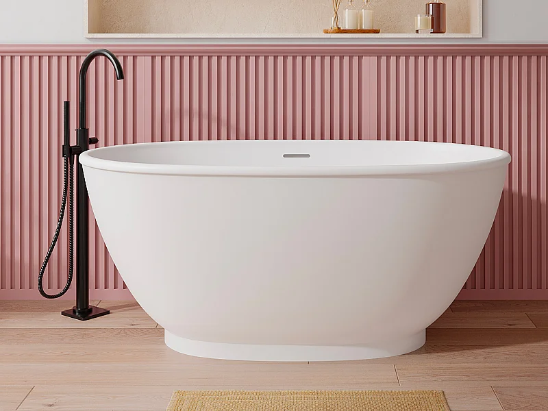 Vasca da bagno freestanding ovale 186 litri 130 x 70 x 57 cm Bianco lucido Acrilico - MOBULA