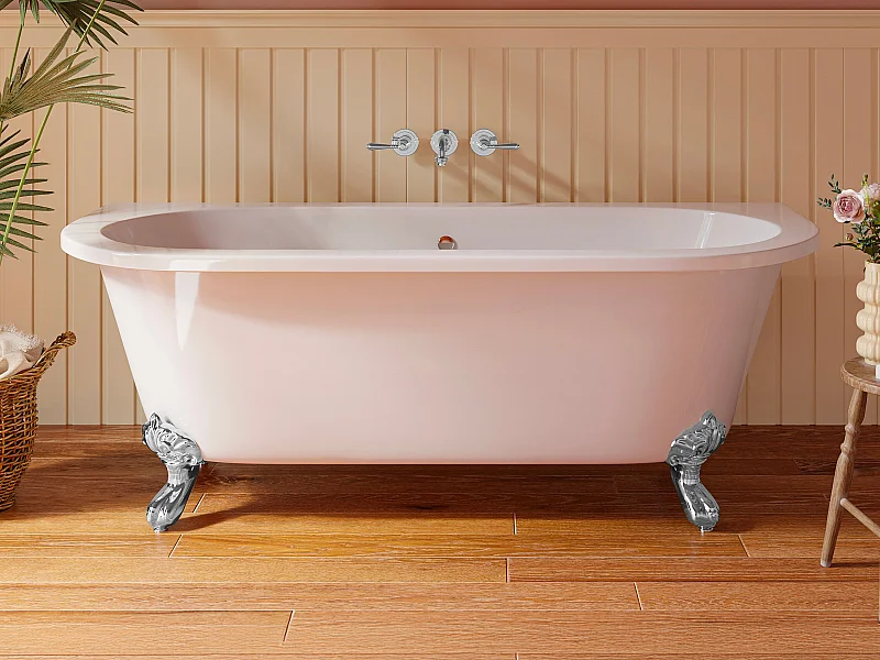 Bañera semi-exenta retro con patas - 190 L - 170 x 74 x 62 cm - Blanca - Acrílico - SPARUS