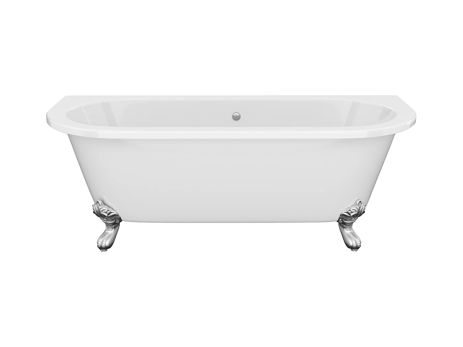 Baignoire semi-îlot retro avec pieds d'aigle- 190 L - 170 x 74 x 62 cm - Blanche - Acrylique - SPARUS