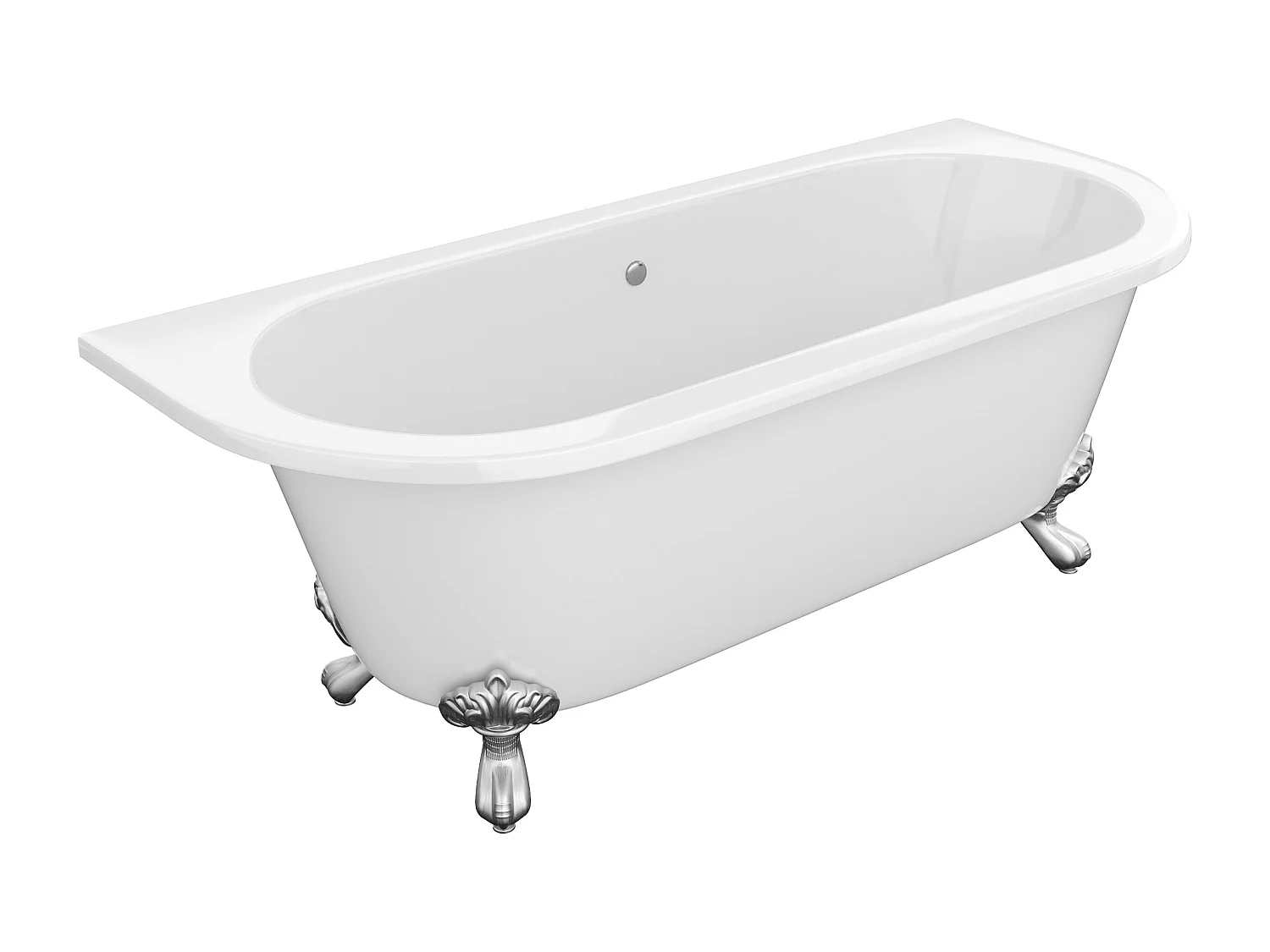Bañera semi-exenta retro con patas - 190 L - 170 x 74 x 62 cm - Blanca - Acrílico - SPARUS