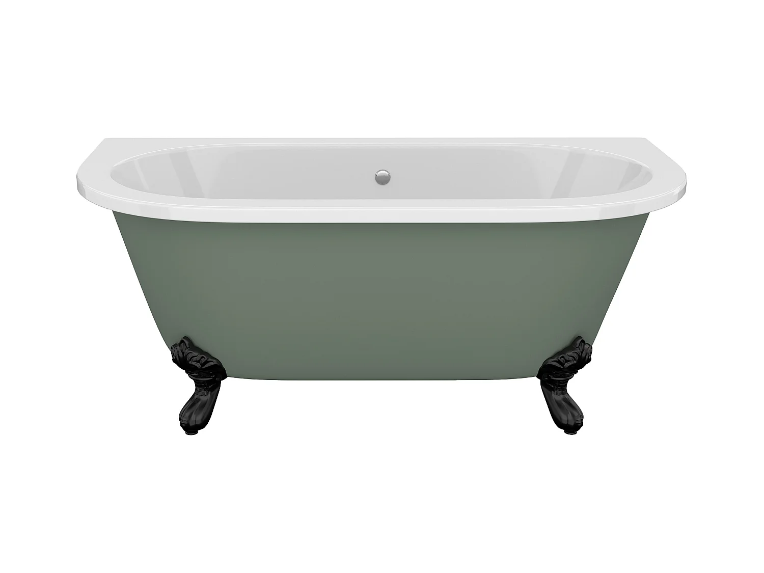 Baignoire semi-îlot retro avec pieds d'aigle - 154 L - 150 x 74 x 61 cm - Vert mat - Acrylique - SPARUS