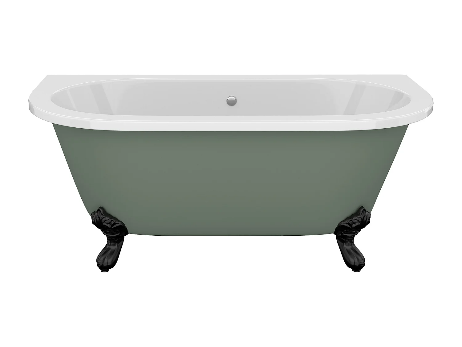 Baignoire semi-îlot retro avec pieds d'aigle - 154 L - 150 x 74 x 61 cm - Vert mat - Acrylique - SPARUS