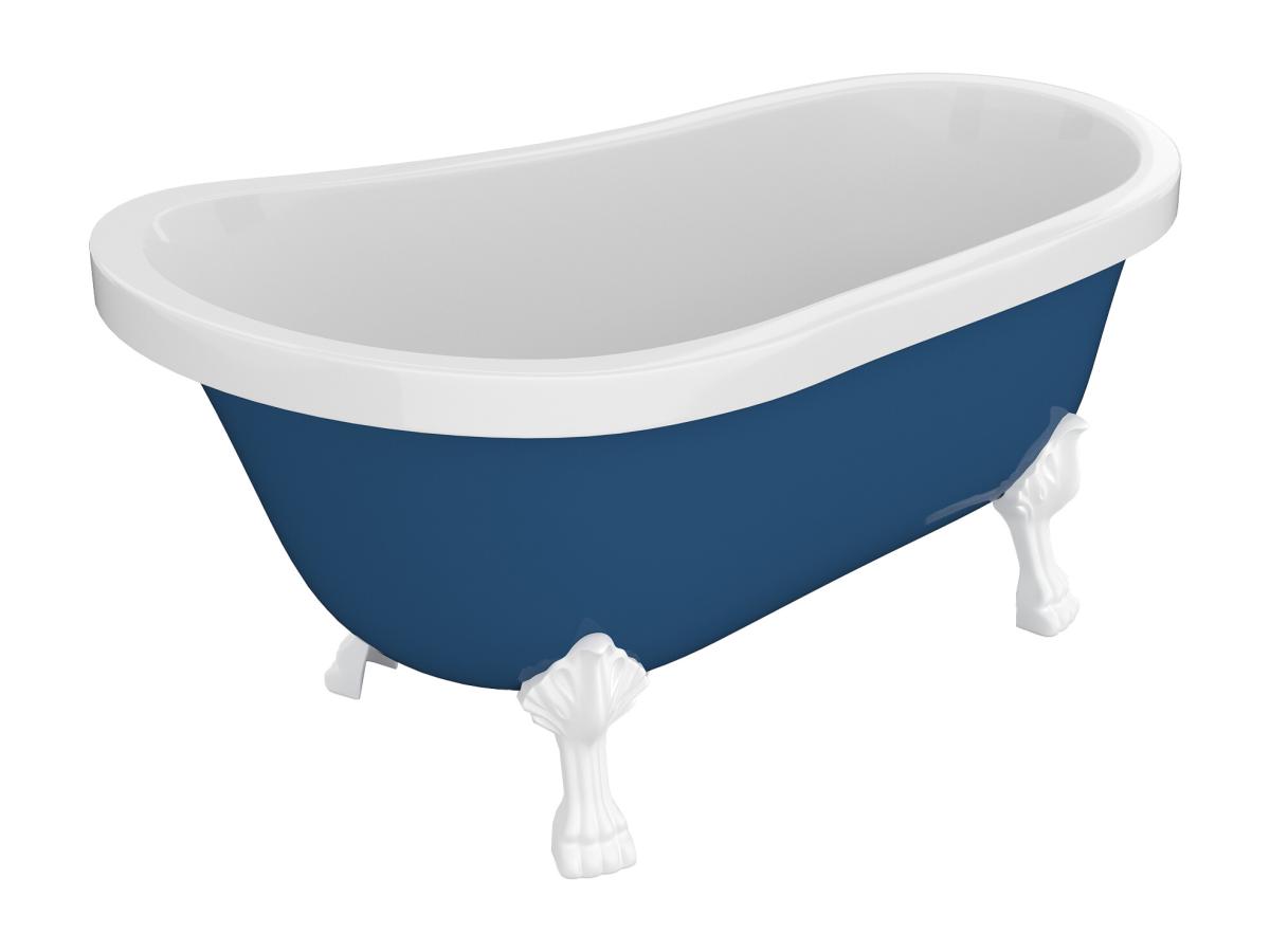 Freistehende Retro-Badewanne mit weißen Löwenfüßen - 200 l - 145 x 74 x 77 günstig online kaufen