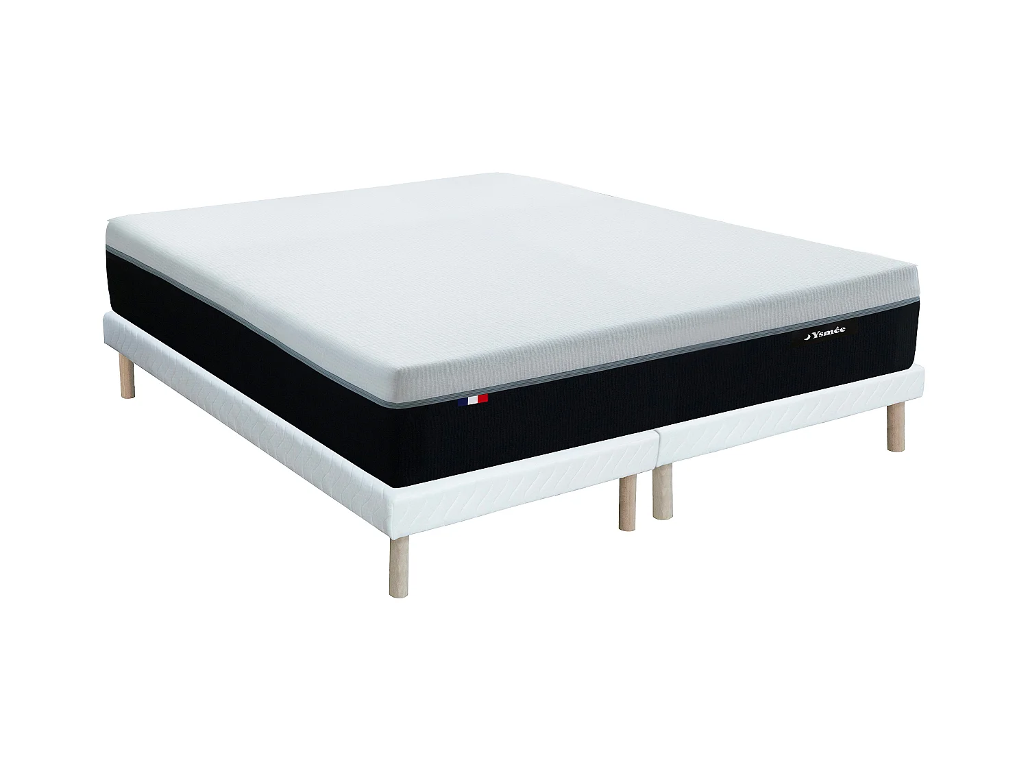 Ensemble 180 x 200 cm sommier tapissier + matelas hybride anti-feu ressorts ensachés 7 zones et mémoire de forme ép.29cm - SIVA de YSMÉE