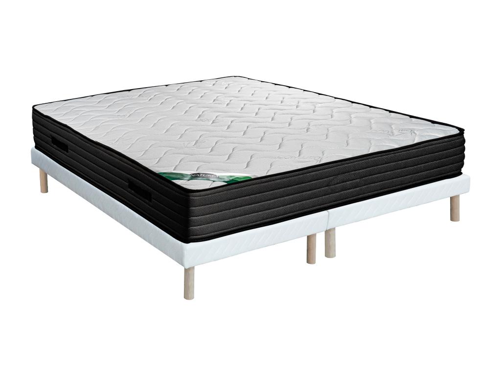 Set aus Bettgestell + Schaumstoffmatratze - 180 x 200 cm - Bambusbezug - St günstig online kaufen