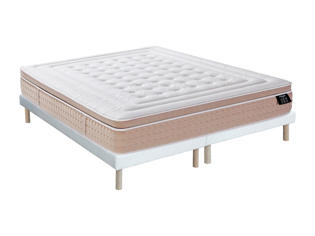 Set aus Bettgestell + Matratze - 180 x 200 cm - Hybridmatratze - 7-Zonen-Ta günstig online kaufen