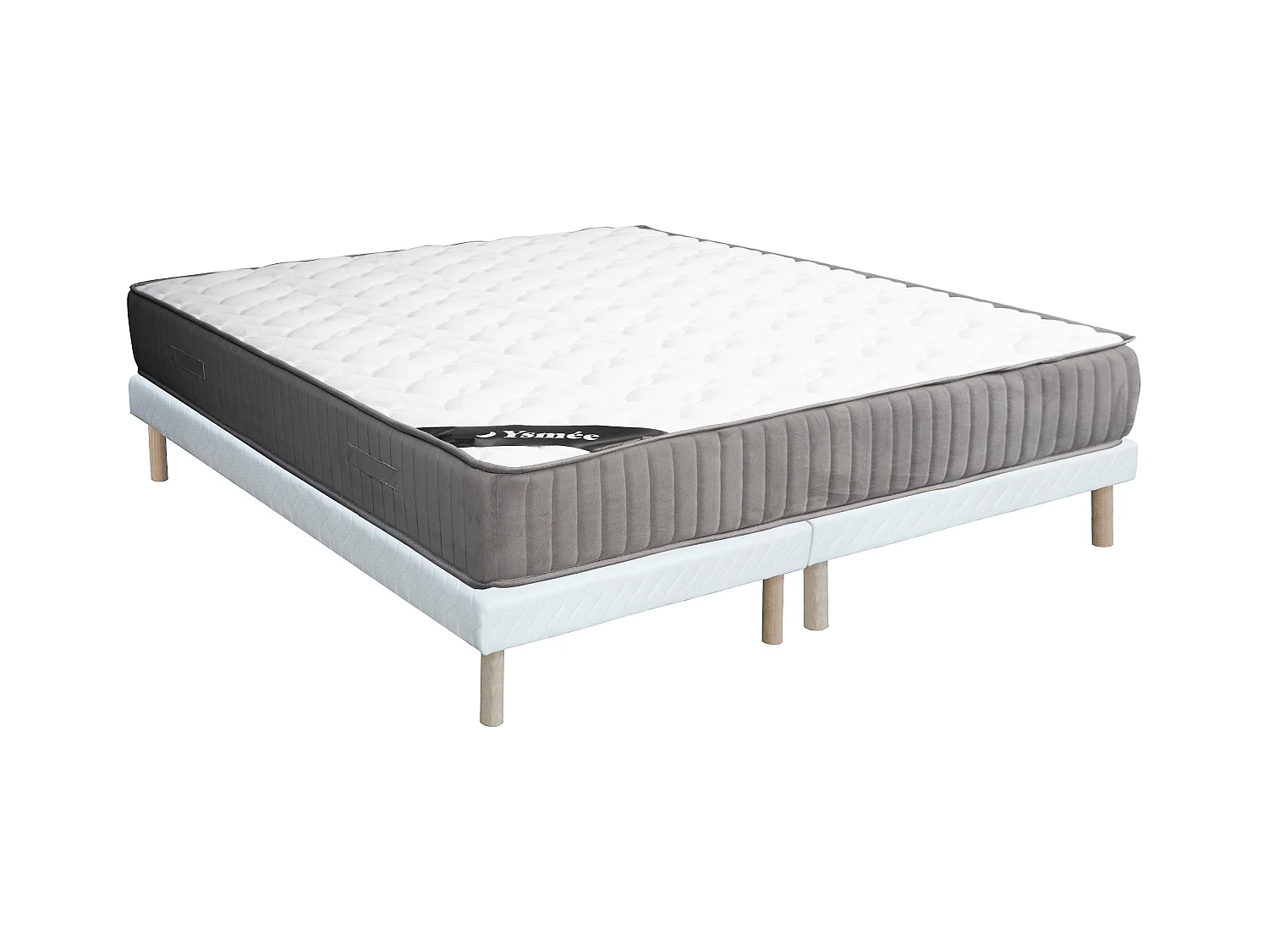 Ensemble 180 x 200 cm sommier tapissier + matelas mousse HR et accueil latex ép.30cm - MALINO de YSMÉE