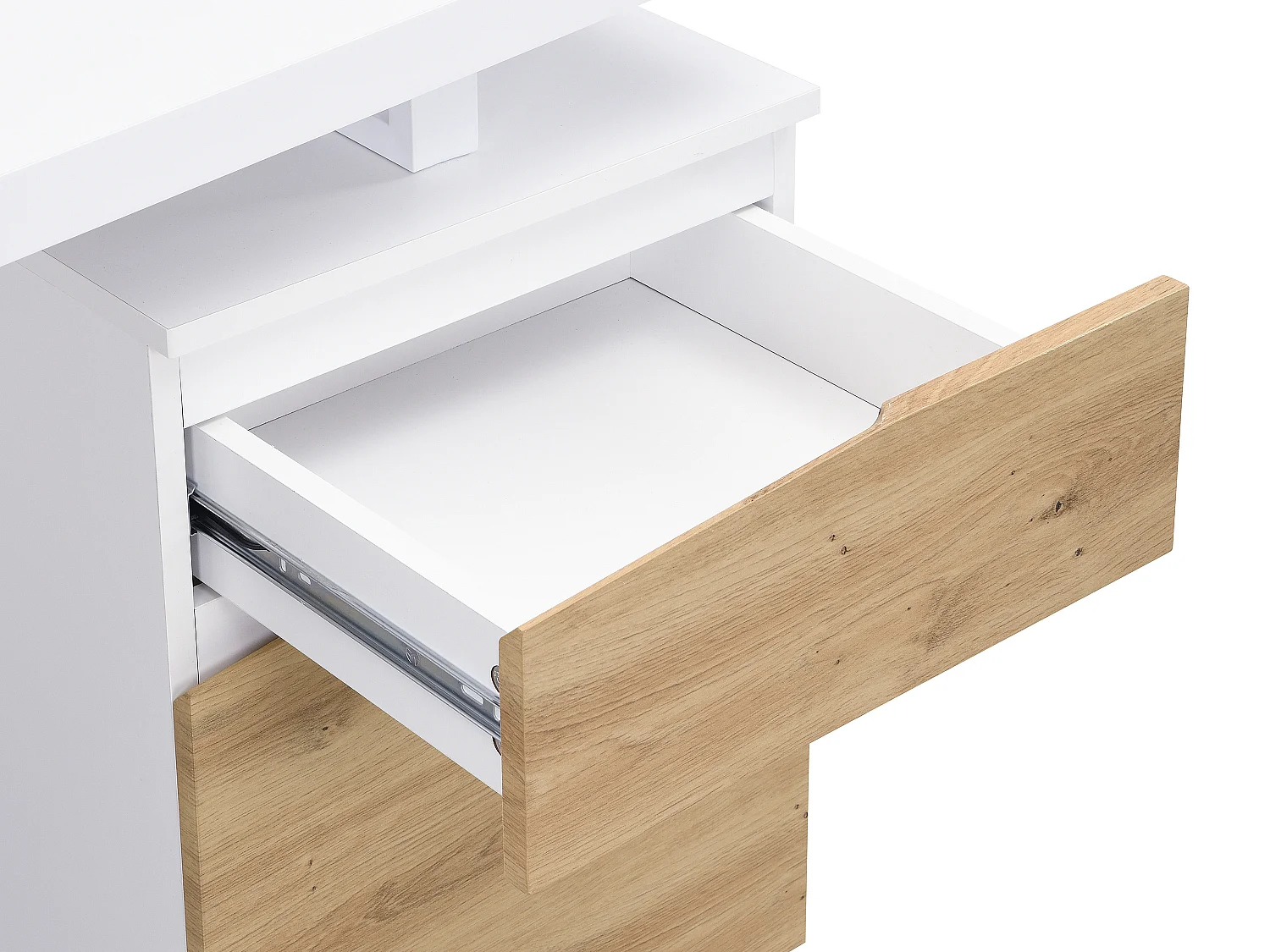 Bureau 1 tiroir et 1 porte - MDF et acier - Coloris : Naturel et blanc - GOTAMA