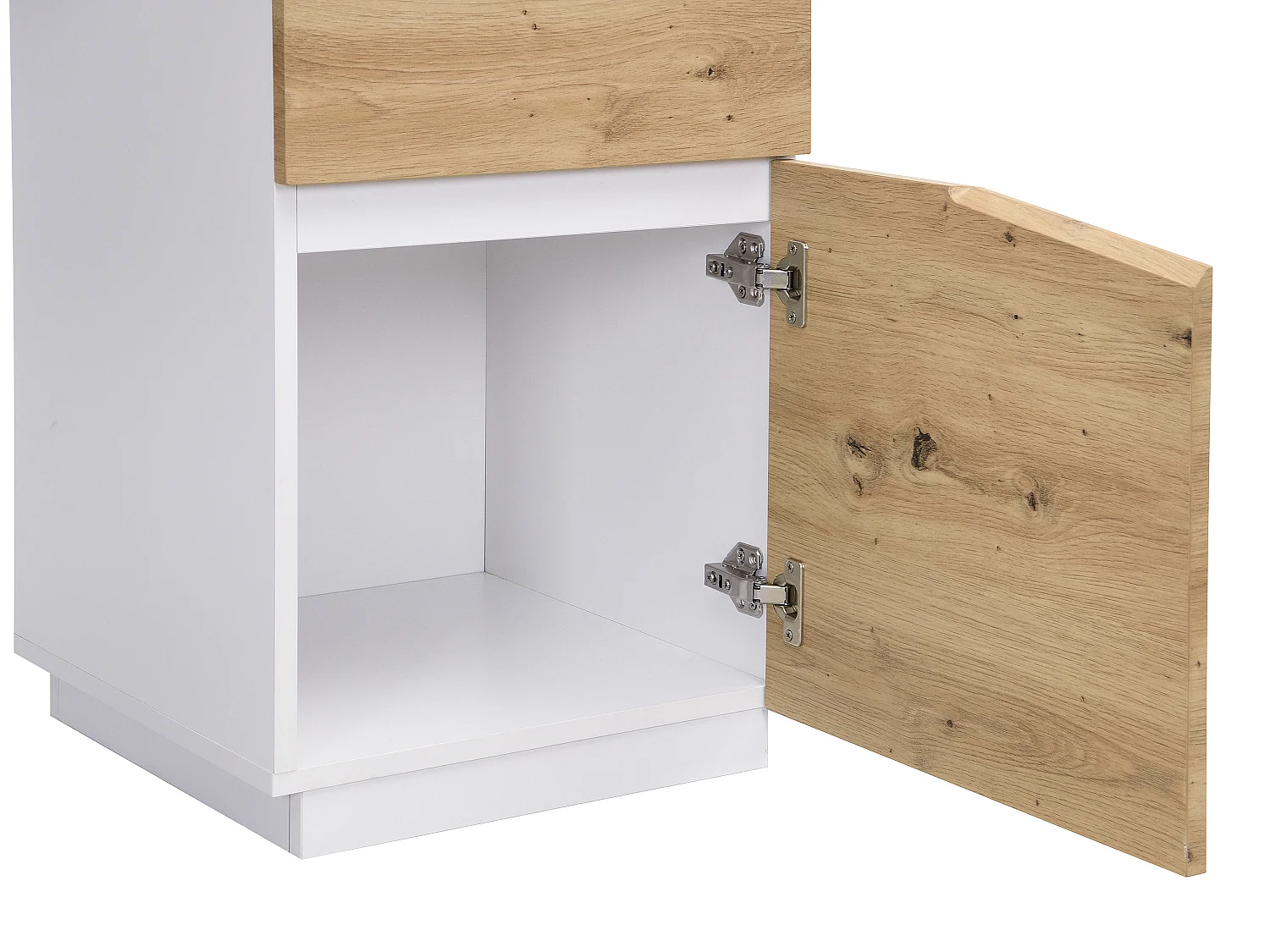 Skrivbord med 1 låda och 1 dörr - MDF och stål - Färg: Naturlig och vit - GOTAMA