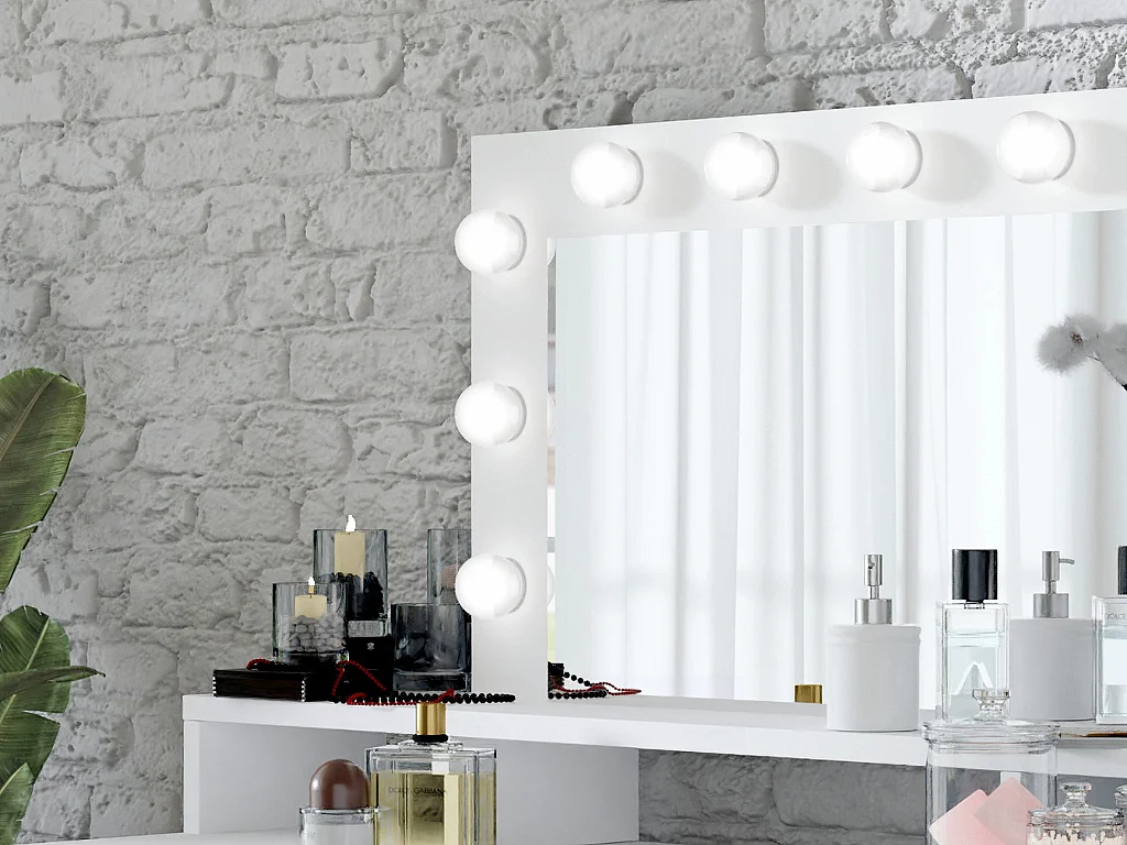 Toucador AMBIHOME VANITY Branco c/espelho e iluminação LED, 120x136x40cm