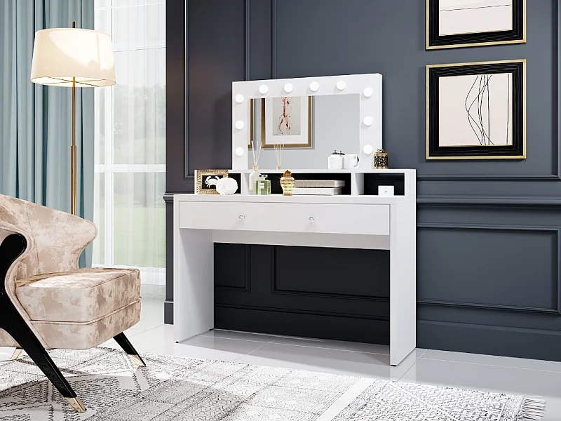 Toucador AMBIHOME ARIEL Branco c/espelho e iluminação LED, 120x136x40cm